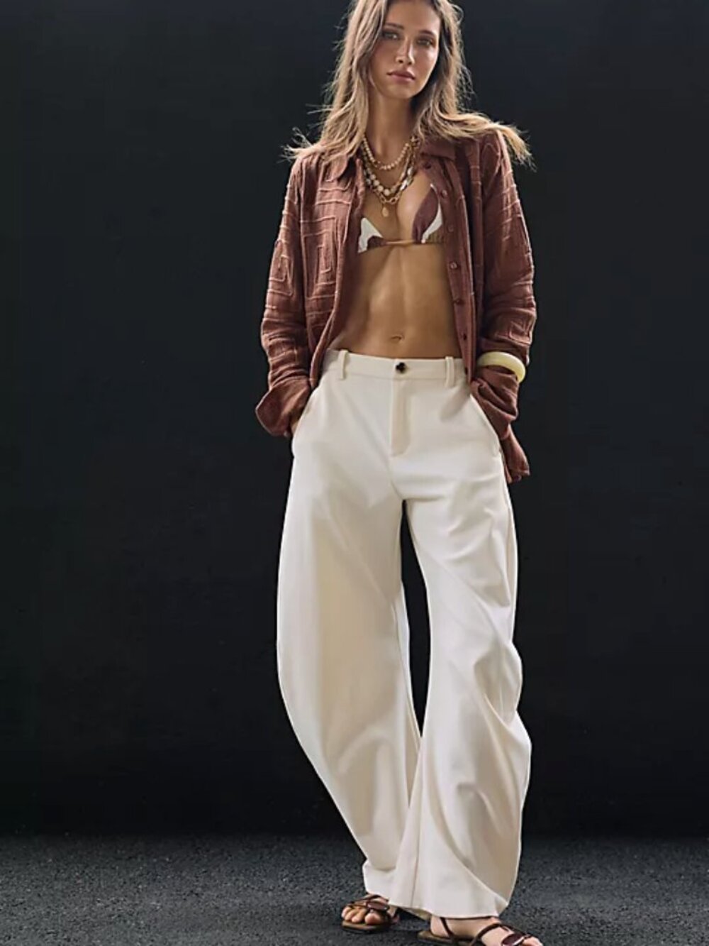 NWT Free People Spotlight Menswear Barrel Relaxed Trousers Size 2